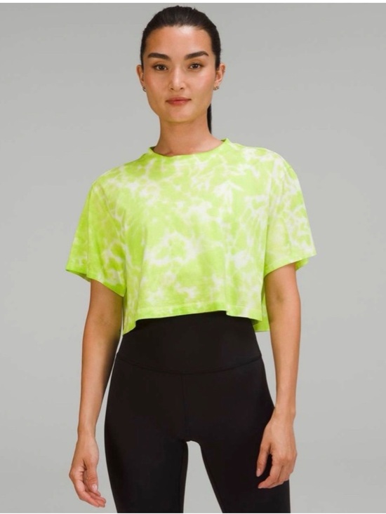 lululemon athletica Tops - Lululemon All Yours Cropped tie Dye tee shirt